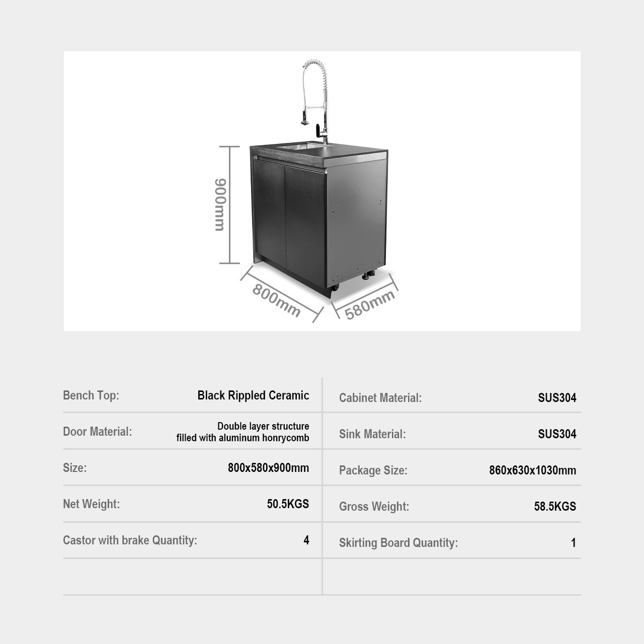 Aspire 6 Burner LPG Combination with Fridge and Sink Cabinets