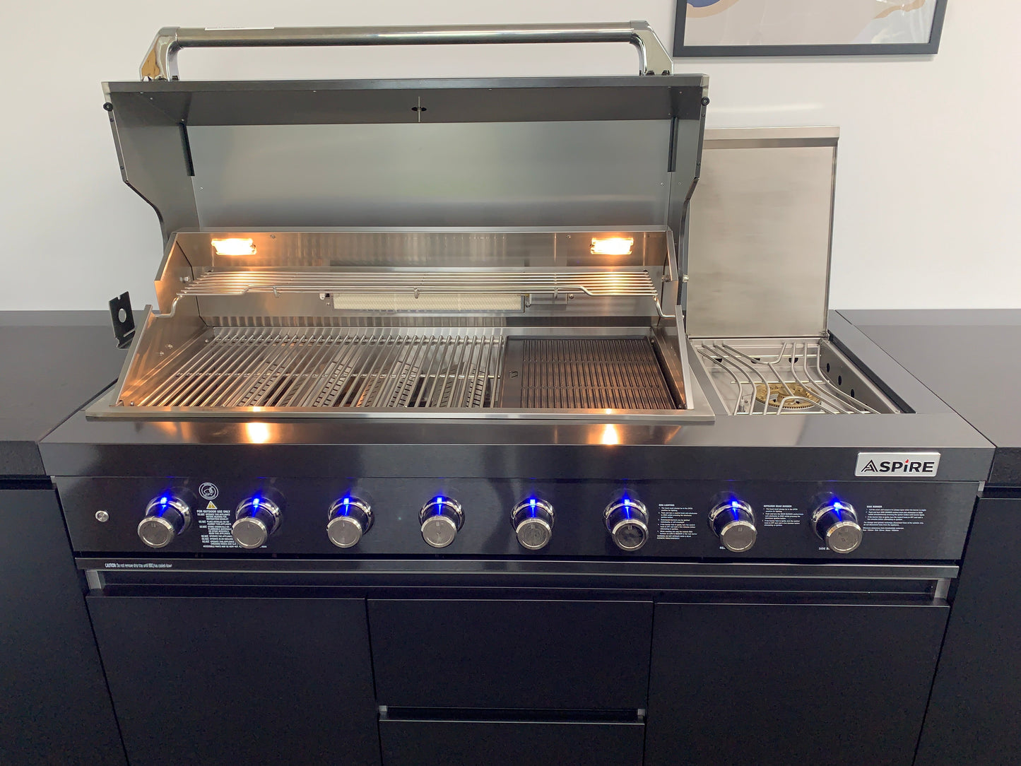 Aspire 6 Burner LPG GAS Combination with Grill cabinet, Double door Refridgerator, and Sink Cabinets