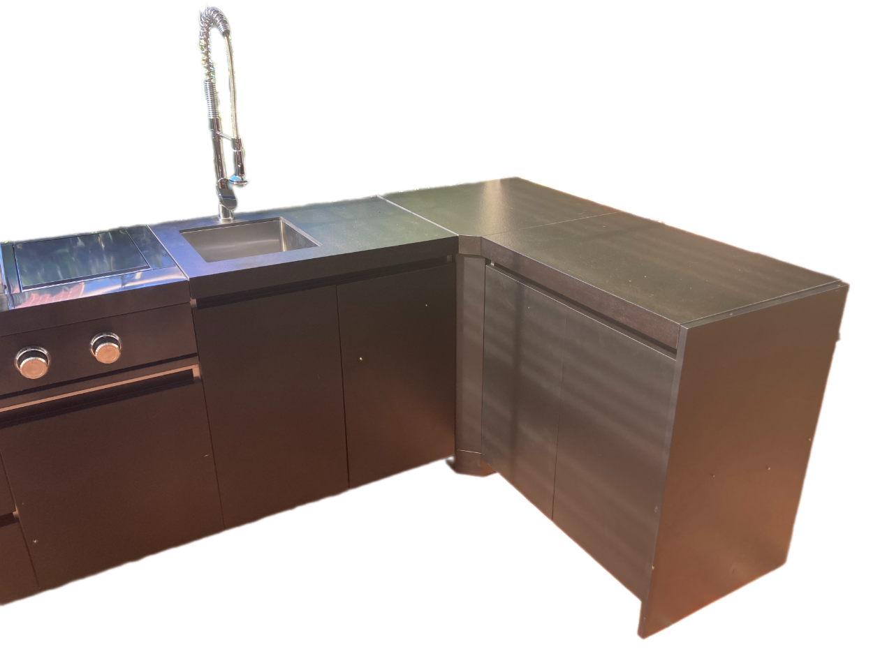 Aspire 6 Burner LPG GAS Combination with Double door Refridgerator, double door floor cabinet, corner cabinet and Sink Cabinets