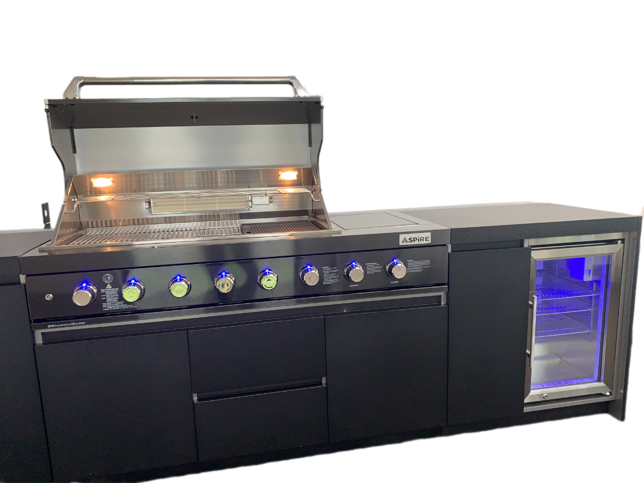 Aspire 6 Burner NATURAL GAS Combination with Fridge and Double Door floor Cabinet (NO sink)NATURAL GAS (does not include hose & Nat gas governor, they are supplied by an authorised Gas fitter / plumber)