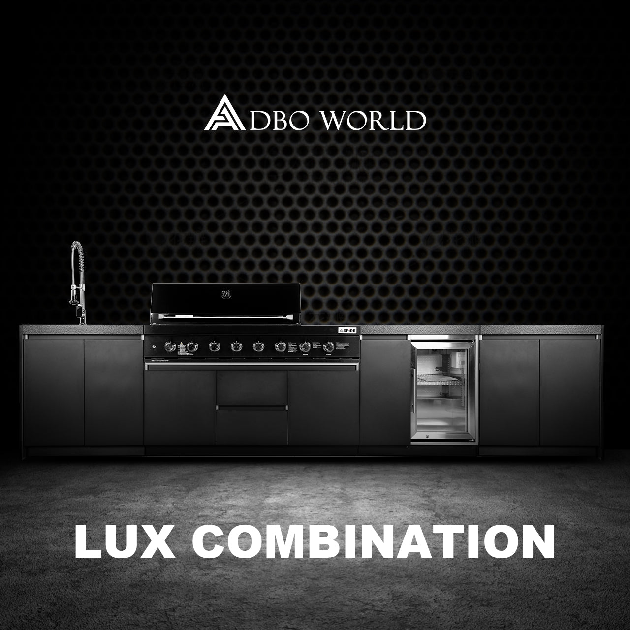 Aspire 6 Burner LPG GAS Combination with Single door Refrigerator, double door floor cabinet and Sink Cabinets